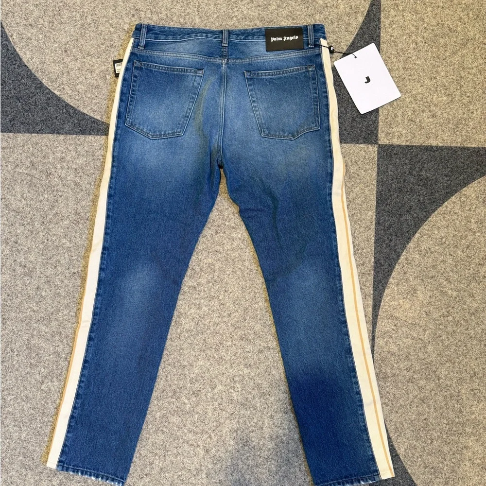 Palm Angels Jeans with Side Stripe, Mens NEW - Picture 3 of 9
